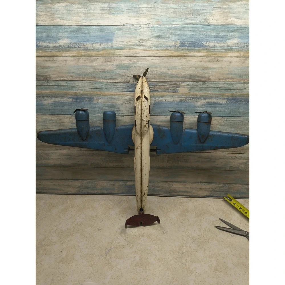 Large c40s Buddy L Pressed Steel TRANSPORT AIRPLANE Wood Wheels‎ AS IS SALE
